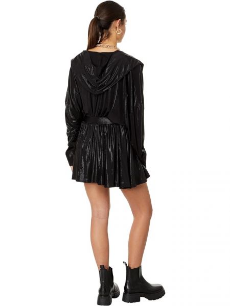 Платье мини с капюшоном оверсайз Norma Kamali черное
