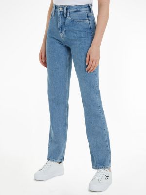 Прямые джинсы с высокой талией Calvin Klein синие
