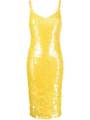 Flitrované midi šaty P.a.r.o.s.h. žltá