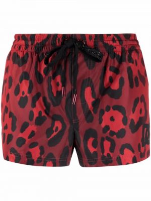 Shorts à imprimé à imprimé léopard Dolce & Gabbana rouge