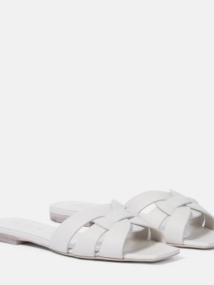Кожаные сандалии Saint Laurent белые
