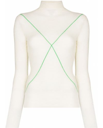 Jersey de cuello vuelto de tela jersey Bottega Veneta blanco