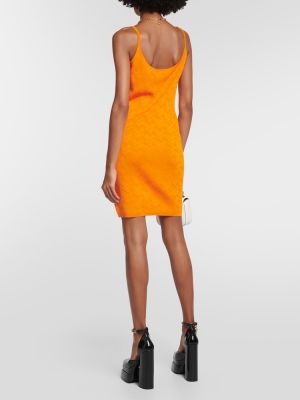 Vestito in tessuto jacquard Versace arancione