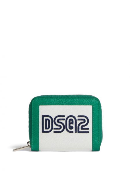 Usnjena denarnica z vezenjem Dsquared2 zelena