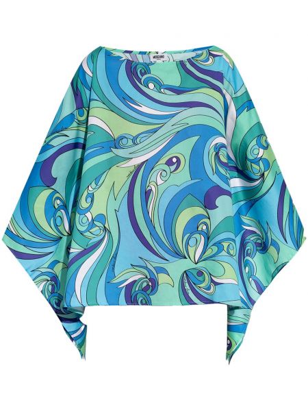 Robe à imprimé à motif géométrique de plage Moschino bleu