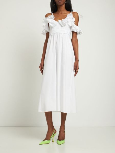 Sukienka midi bawełniana z falbankami Giambattista Valli biała