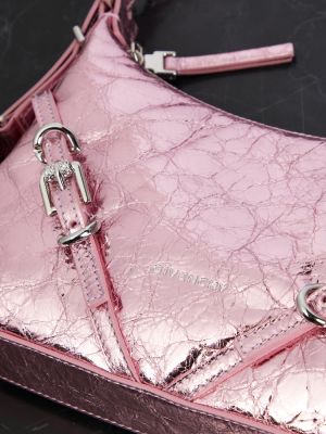 Kožená crossbody kabelka Givenchy ružová