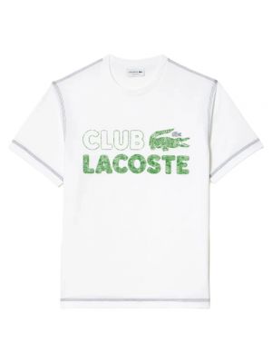 Koszulka z nadrukiem Lacoste biała