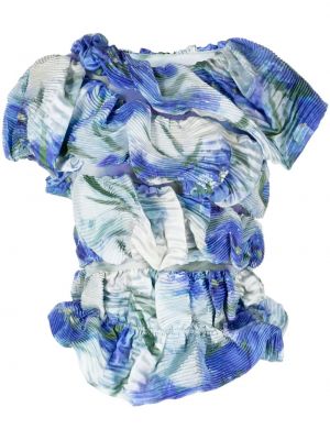 Bluza s cvetličnim vzorcem s potiskom Caroline Hu modra