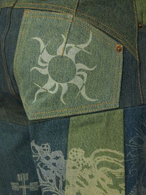 Voľné bavlnené džínsy Marine Serre zelená