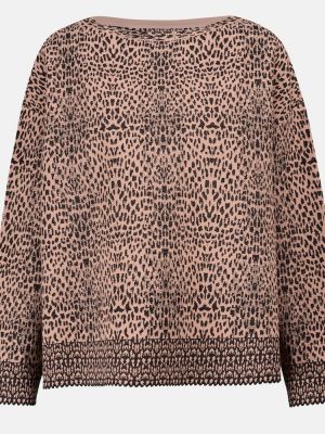 Pulover z leopardjim vzorcem iz žakarda Alaia rjava