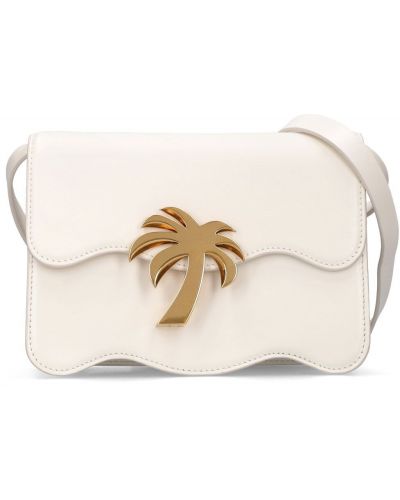 Кожени плажна чанта Palm Angels бяло
