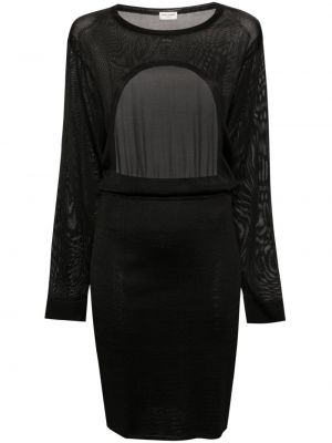 Πλεκτή κοκτέιλ φόρεμα Saint Laurent μαύρο
