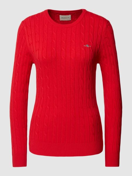 Dzianinowy sweter bawełniany Gant czerwony