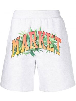 Pantaloni con stampa Market grigio