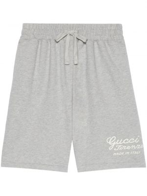 Shorts de sport brodeés en jersey Gucci gris