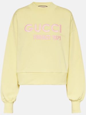 Bavlnená mikina s výšivkou Gucci žltá