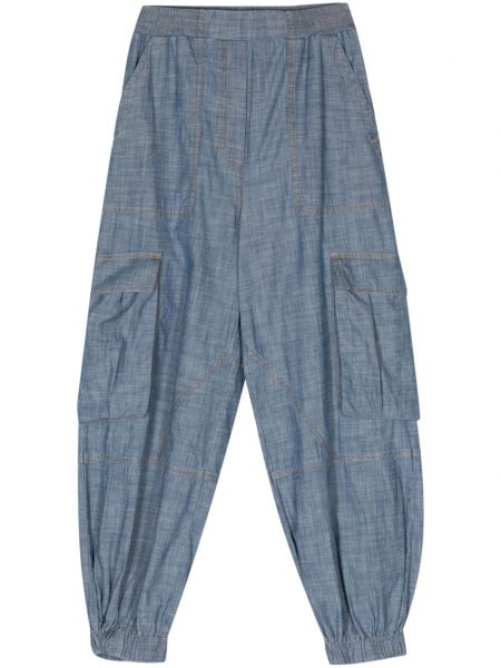 Pantaloni cargo cu talie joasă Semicouture albastru