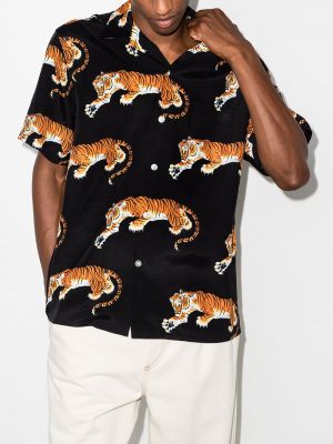 Camisa con estampado con rayas de tigre Wacko Maria negro
