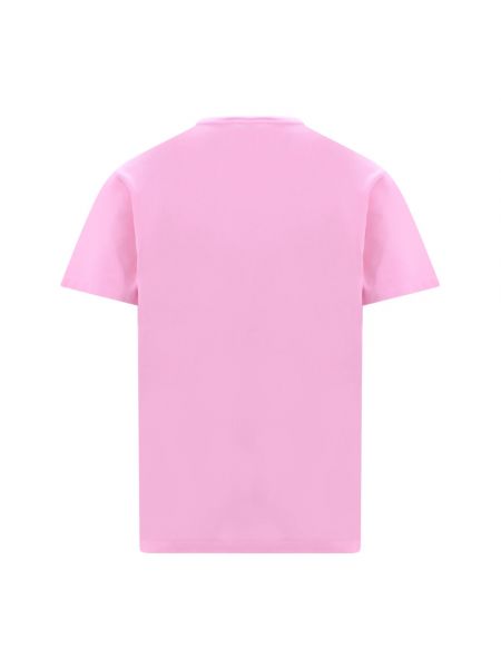 Camiseta con bordado de algodón de cuello redondo Maison Kitsuné rosa