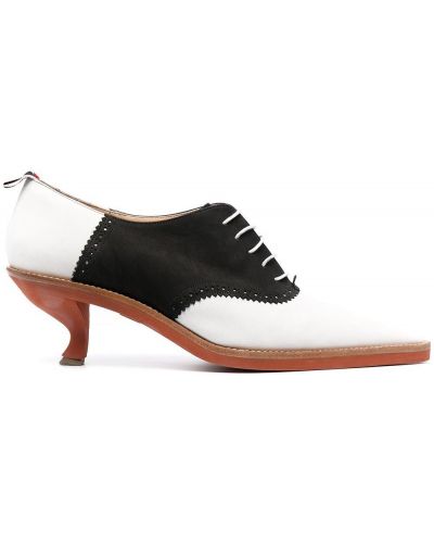Полуотворени обувки с връзки с дантела Thom Browne бяло