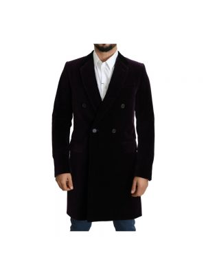 Aksamitny płaszcz zimowy Dolce And Gabbana fioletowy