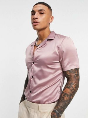 Атласная рубашка Asos розовая