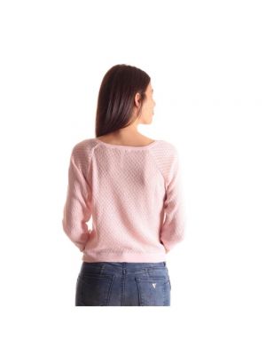 Sweter z dżerseju Guess różowy