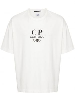 Bavlněné tričko s výšivkou C.p. Company bílé