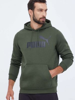 Bluza z kapturem z nadrukiem Puma zielona
