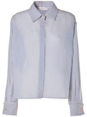 Bombažna svilena srajca s črtami Max Mara bela