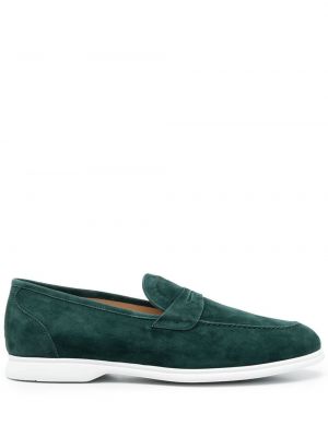 Pantofi loafer din piele de căprioară Kiton verde