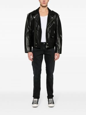 Dabīgās ādas džinsa jaka Calvin Klein Jeans melns