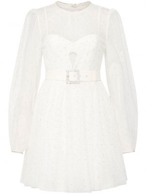 Коктейлна рокля с кристали Rebecca Vallance бяло