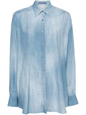 Krepová rifľová košeľa s potlačou Ermanno Scervino modrá