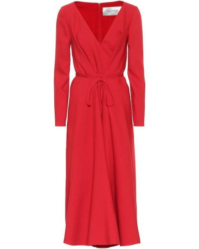 Robe mi-longue en laine en soie Valentino rouge