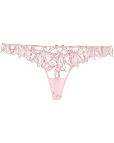 Fløyel brodert stringtruser Fleur Du Mal rosa