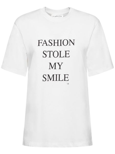 T-shirt i bomull Victoria Beckham vit