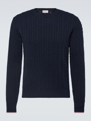 Sweter wełniany z kaszmiru Moncler niebieski