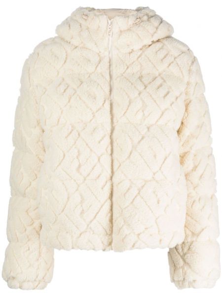 Lyžiarska bunda s kapucňou Fendi biela