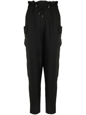 Pantalones de cintura alta con cordones Emporio Armani negro