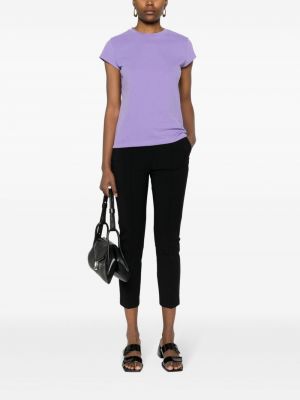 Medvilninis siuvinėtas marškinėliai Elisabetta Franchi violetinė