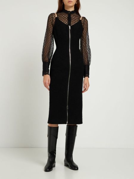 Sukienka midi wełniana Gucci czarna