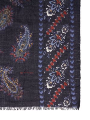 Bufanda de seda de cachemir Etro azul