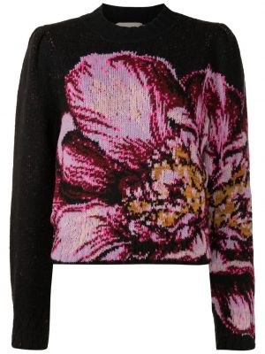 Жакардов пуловер на цветя Cecilia Prado черно