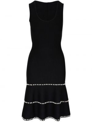 Czarna sukienka koktajlowa z perełkami Carolina Herrera