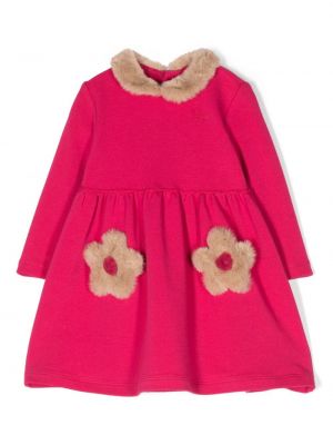 Vestito di pelliccia a fiori Il Gufo rosa