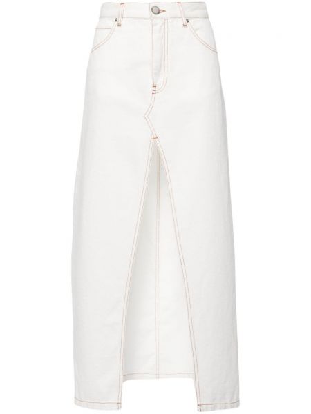Džínová sukně s výšivkou Pinko bílé