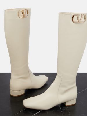 Stivali di gomma di pelle Valentino Garavani bianco