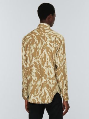 Maskáčový košeľa s potlačou s abstraktným vzorom Tom Ford béžová